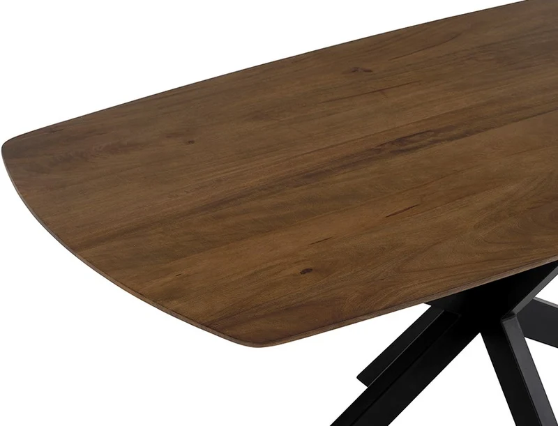 Tisch braun Massivholz, Esstisch Metall-Gestell, Breite 180 cm