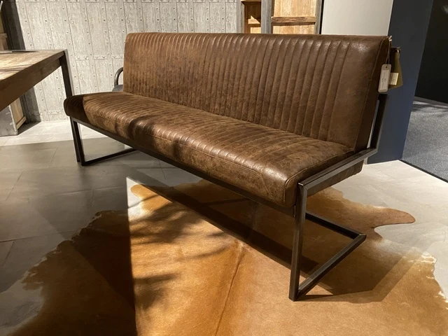 Sitzbank cognac, Bank cognac, Sitzbank in vier Farben, Breite 155 cm