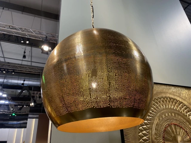 Pendelleuchte Metall Gold, Gold Hängeleuchte, Durchmesser 66 cm