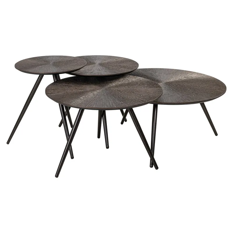 Couchtisch rund 4er Set, Couchtisch braun, Durchmesser 60 cm