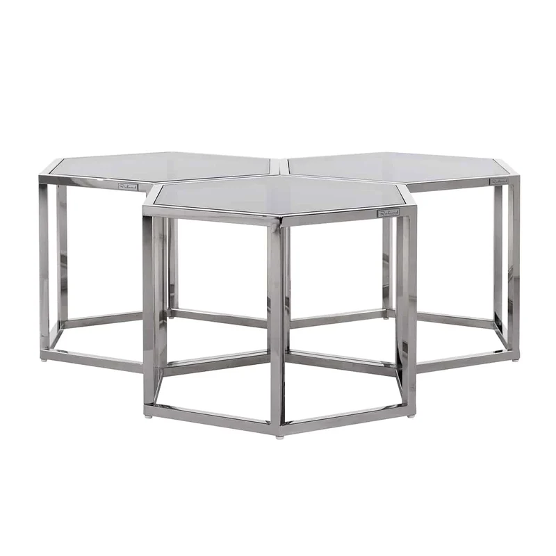 Couchtisch Silber, Glas Couchtisch Silber