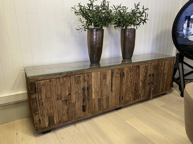 Sideboard Altholz, Anrichte braun Altholz, Fernseheschrank Altholz Industriedesign, Breite 250 cm