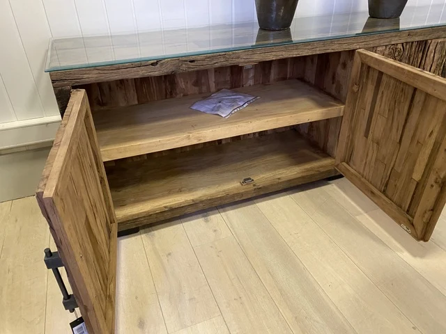 Sideboard Altholz, Anrichte braun Altholz, Fernseheschrank Altholz Industriedesign, Breite 250 cm