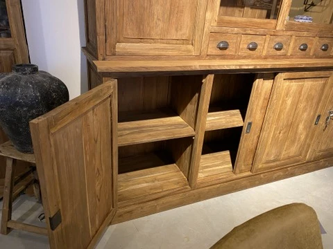 Buffetschrank Teakholz, Geschirrschrank Teak Schrank Massivholz Teak, Breite 225 cm