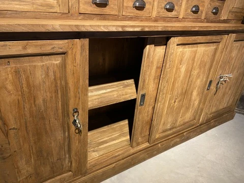 Buffetschrank Teakholz, Geschirrschrank Teak Schrank Massivholz Teak, Breite 225 cm