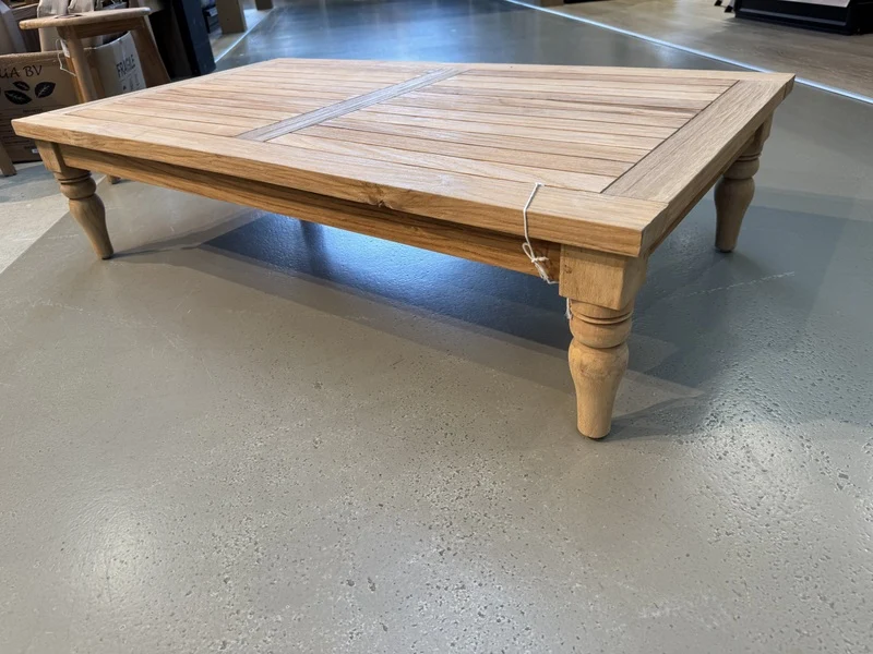 Garten-Couchtisch Teak, Gartentisch Holz massiv, Länge 130 cm