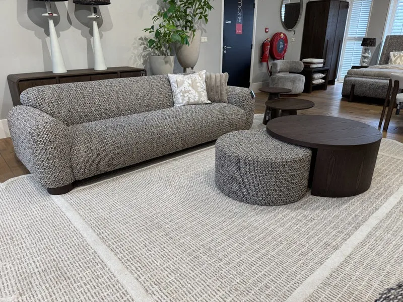 Couchtisch braun 2er Set, Couchtisch rund Holz-Textil, Durchmesser 91 cm