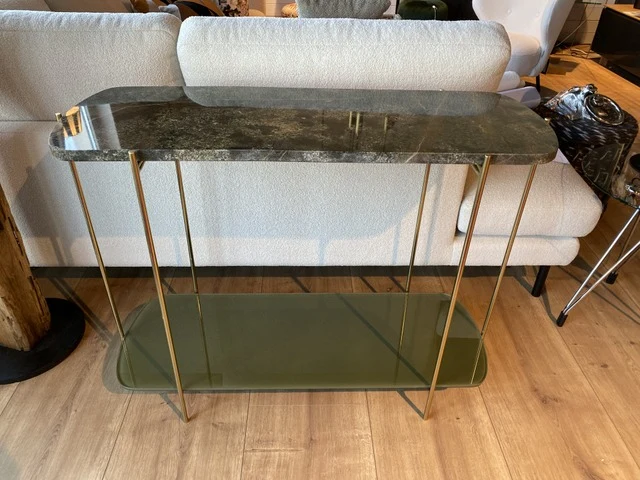 Ovale Konsole, Konsole Gold, Konsolentisch Gold, Wandtisch Gold, Breite 103 cm