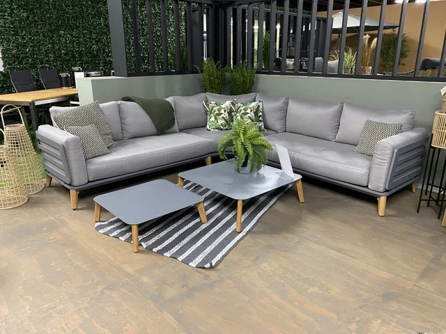 Gartenlounge grau, Gartensofa Breite 280 cm