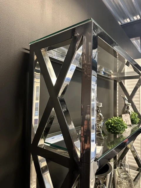 Bücherregal Silber, Metall Regal Silber, Regal Glas-Metall Farbe Silber, Breite 122 cm