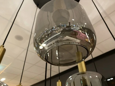 Hängelampe schwarz-Gold, Pendelleuchte schwarz Gold, Hängeleuchte Gold, Breite 83 cm
