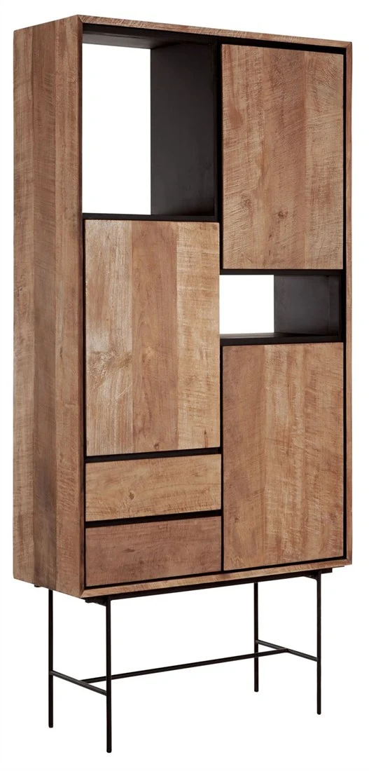 Wohnzimmerschrank Teak Massivholz, Schrank Holz Teak, Kleiderschrank Holz, Breite 100 cm