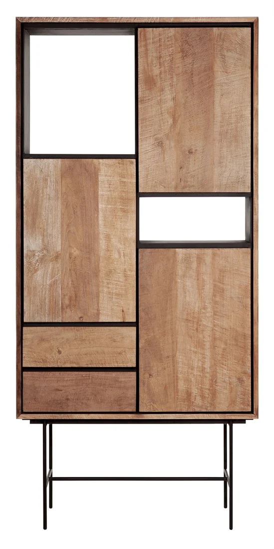 Wohnzimmerschrank Teak Massivholz, Schrank Holz Teak, Kleiderschrank Holz, Breite 100 cm