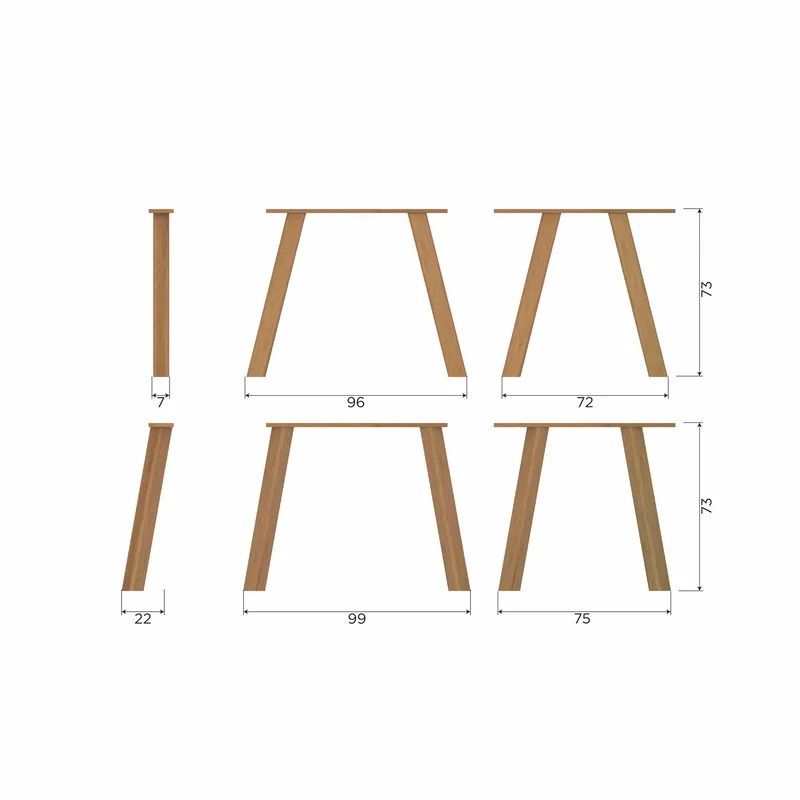 2er set - Haarlem 4-position fusse eiche transparent