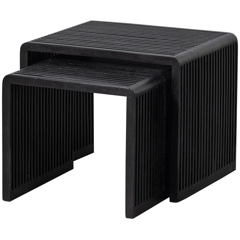 2er set - Willa beistelltische recyceltes teak schwarz