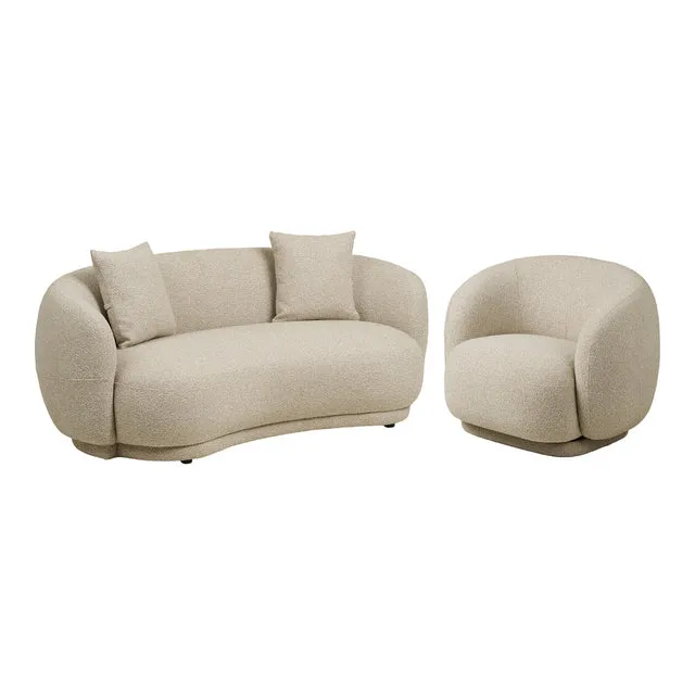 Sofa und Sessel Farbe Sand, 2er Set Sofa Sand, Sessel Sand