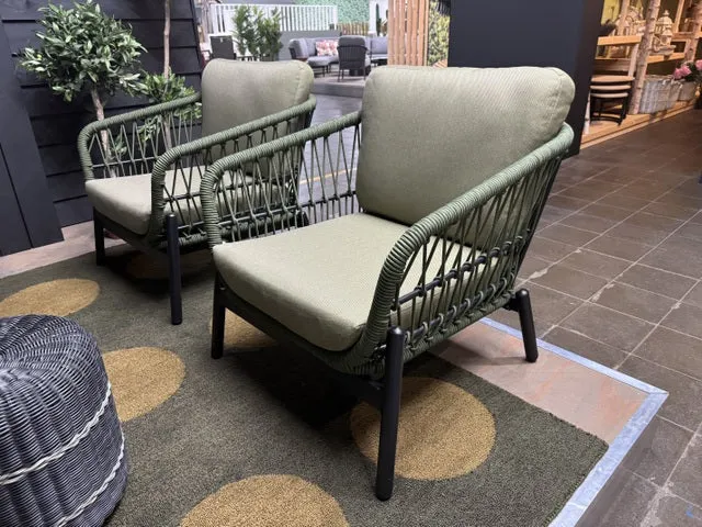 Set 3 teiliges Loungset grün, Gartensofa grün, Gartensessel grün