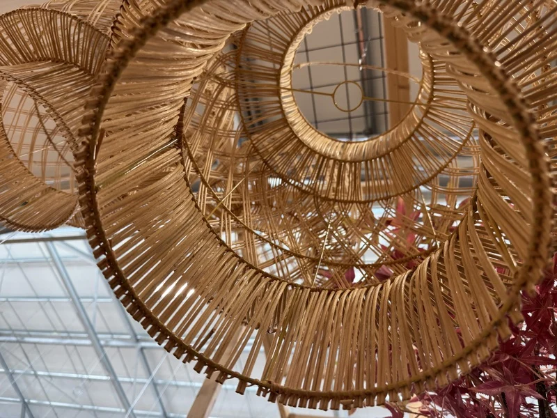 Rattan-Lampe rund, Pendelleuchte Rattan rund, Durchmesser 45 cm