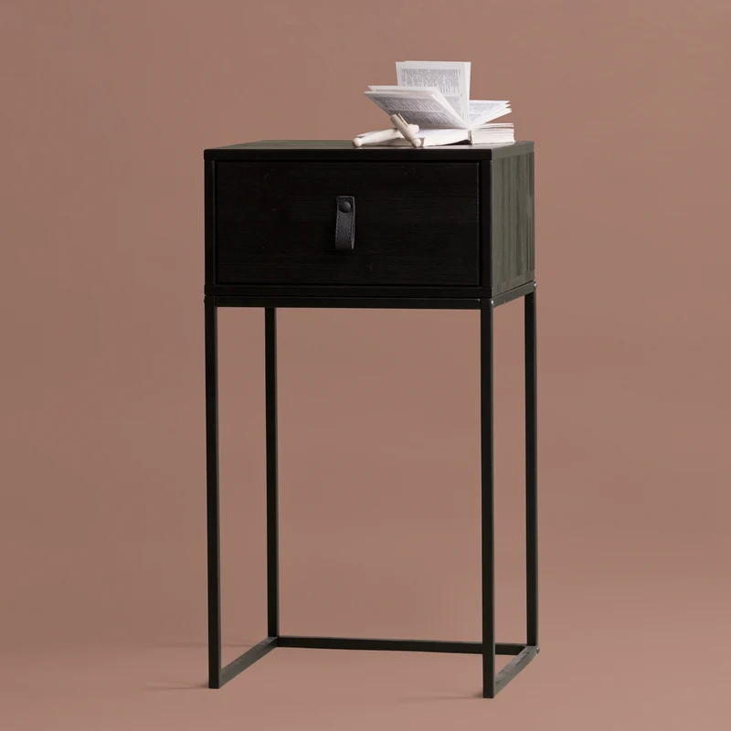Zola nachtschrank mit schublad schwarz