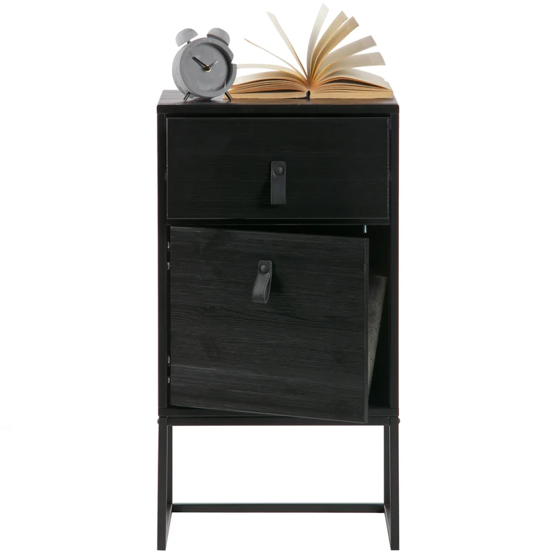 Zola nachtschrank mit schublad und tür schwarz