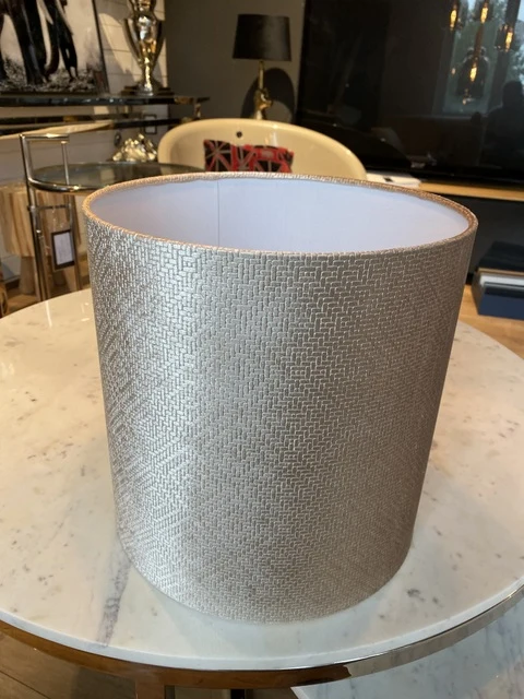 Lampenschirm beige-Gold, Zylinder Lampenschirm, Durchmesser 30 cm