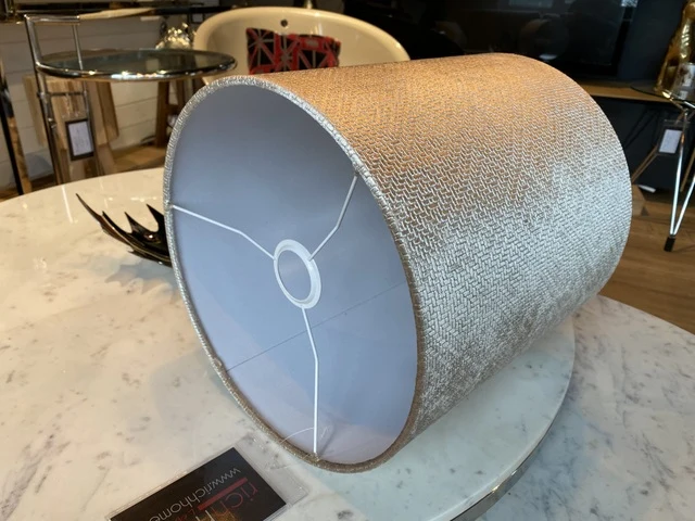 Lampenschirm beige-Gold, Zylinder Lampenschirm, Durchmesser 30 cm