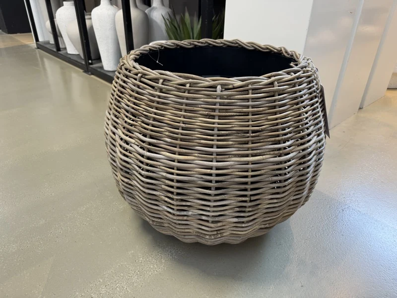Blumentopf Rattan rund, runder Rattan Pflanzentopf, Durchmesser 57 cm