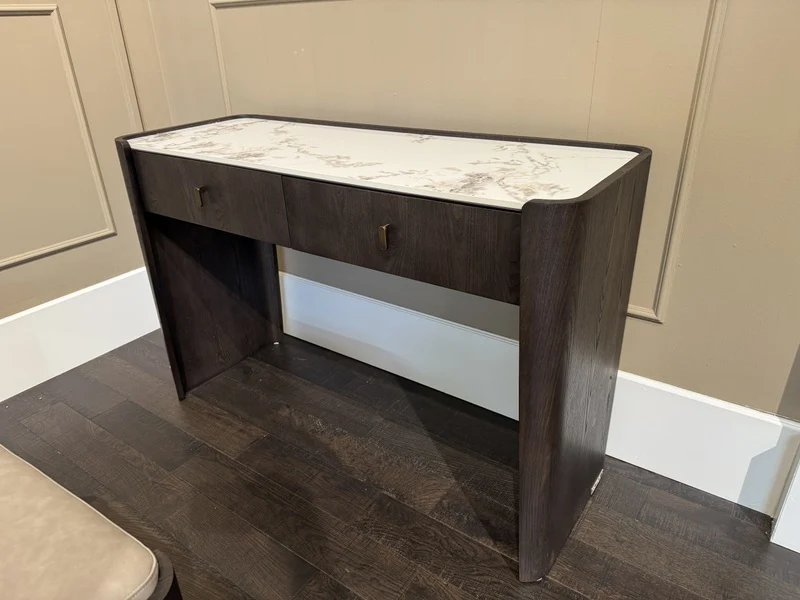 Schminktisch braun Eich furniert, Tisch Keramikplatte, Breite 120 cm