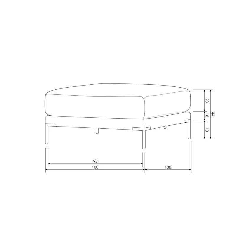 Couple hocker 100 cm hellgrau