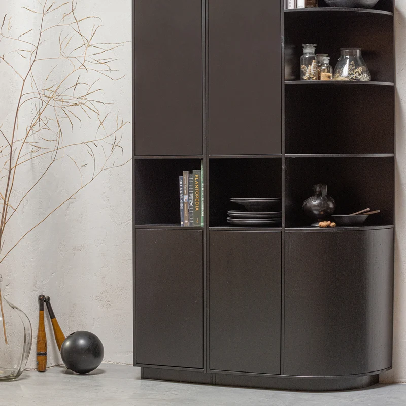 Finca stauschrank rund rechts 78 cm holz tiefschwarz