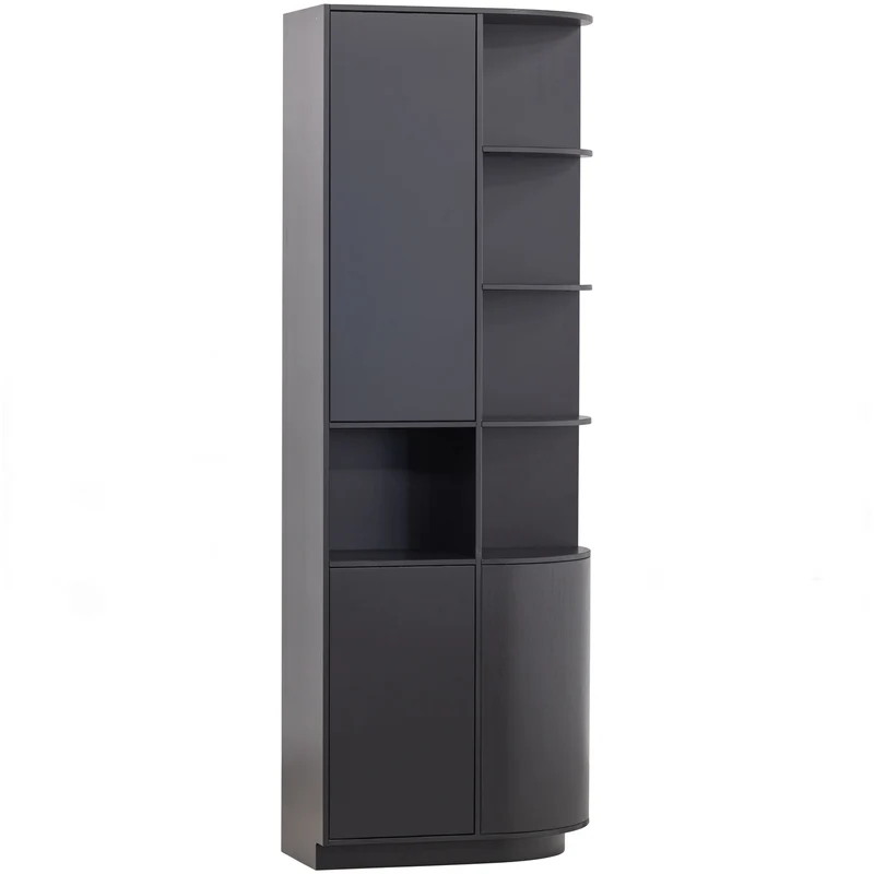 Finca stauschrank rund rechts 78 cm holz tiefschwarz