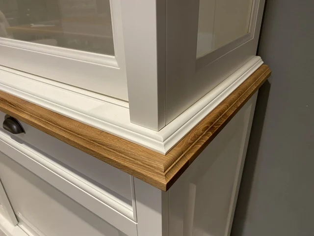 Vitrine weiß Landhaus, Geschirrschrank weiß Landhausstil, Breite 180 cm