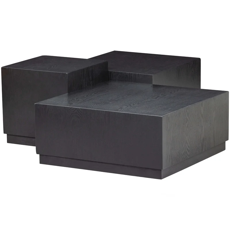 3er set - Pim holz beistelltisch schwarz