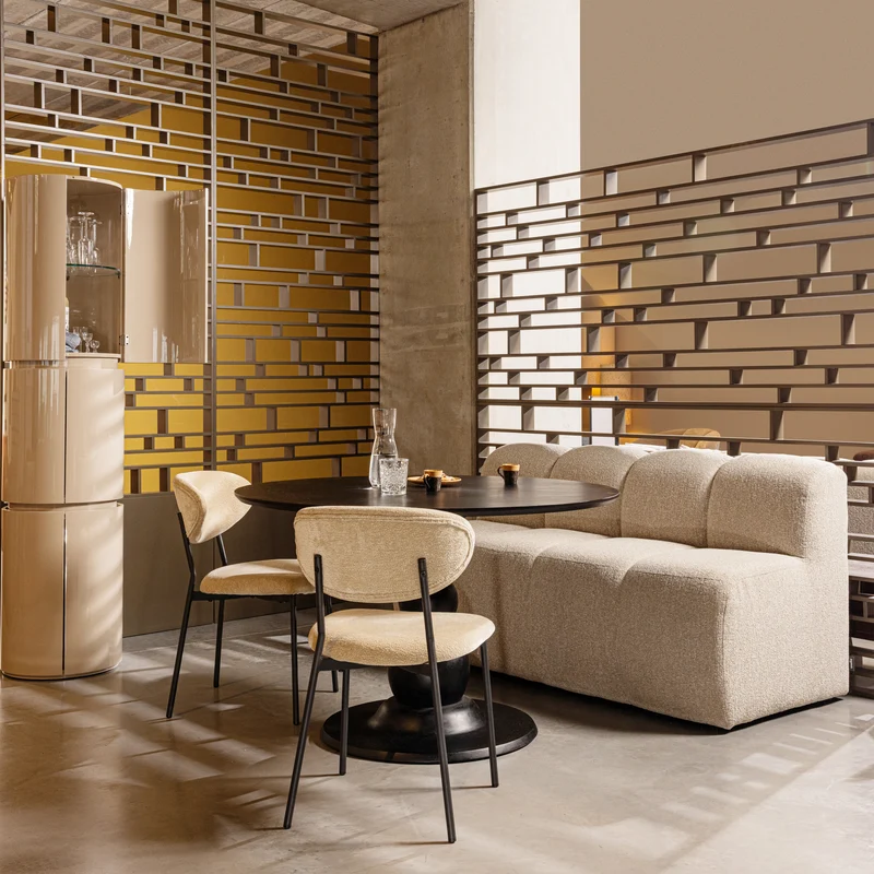 Mojo essbank 164 cm mit rückenlehne bouclé beige melange