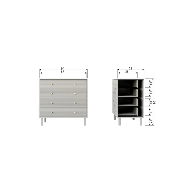 Madu schubladenschrank wolke grau
