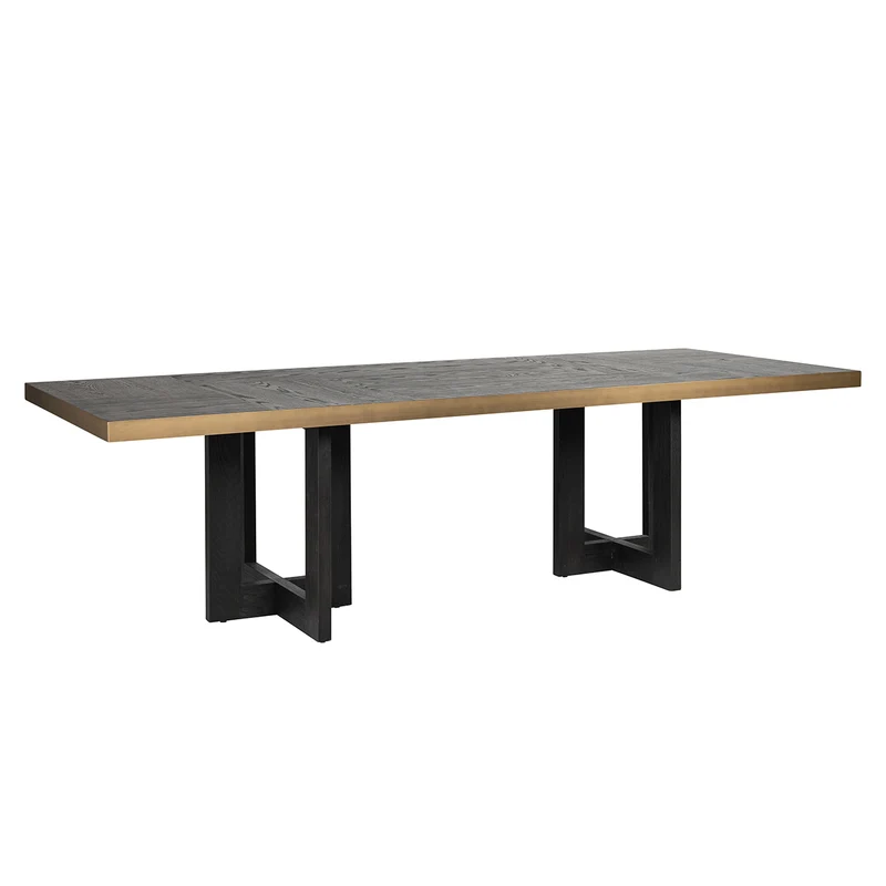 Esstisch braun Eiche furniert, Tisch dunkelbraun, Esstisch Metall-Gestell schwarz, Breite 280 cm