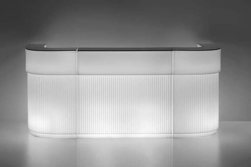 Ecke Bartheke weiß Kunststoff, Garten-Bar mit Beleuchtung weiß, Outdoor Bar-Ecke weiß Kunststoff, Breite 70 cm