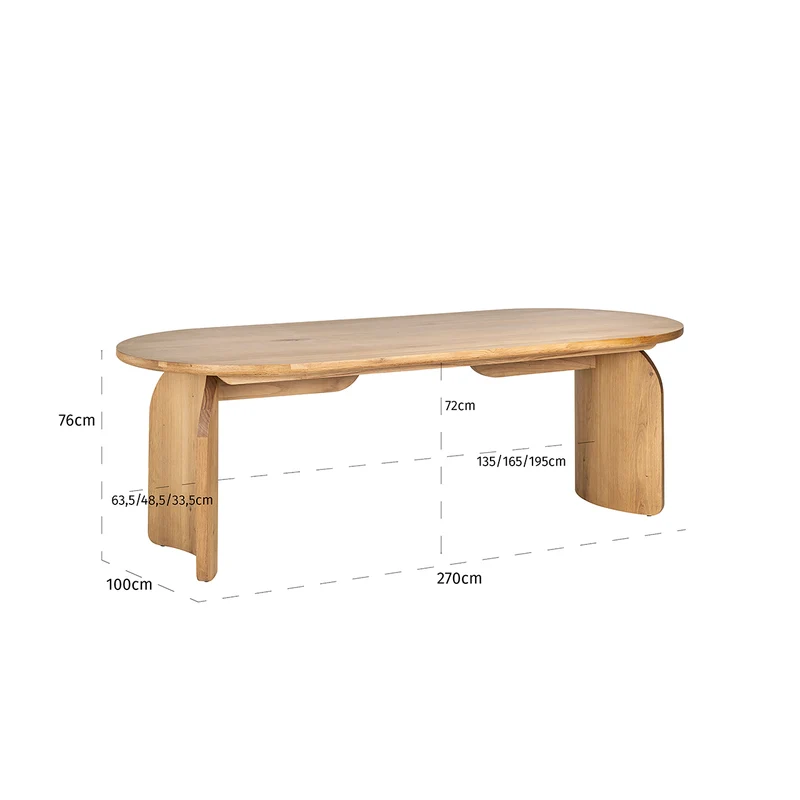 Esstisch Natureiche, Tisch Eiche massiv, Esstisch oval Eiche, Breite 235 cm