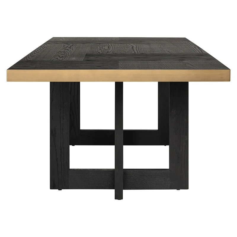 Esstisch braun Eiche furniert, Tisch dunkelbraun, Esstisch Metall-Gestell schwarz, Breite 320 cm
