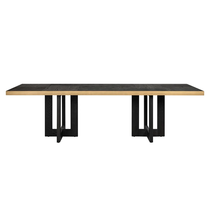 Esstisch braun Eiche furniert, Tisch dunkelbraun, Esstisch Metall-Gestell schwarz, Breite 320 cm