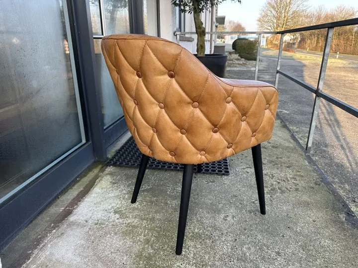 Stuhl Chesterfield cognac, Stuhl cognac Echtleder gepolstert