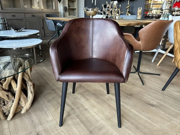 Stuhl Chesterfield braun, Stuhl braun Echtleder gepolstert Chesterfield