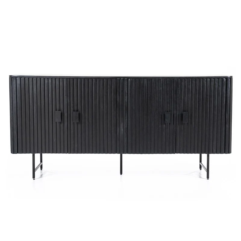 Sideboard schwarz Massivholz, Anrichte schwarz Holz, Sideboard Holz schwarz, Breite 170 cm