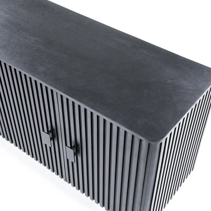 Sideboard schwarz Massivholz, Anrichte schwarz Holz, Sideboard Holz schwarz, Breite 170 cm