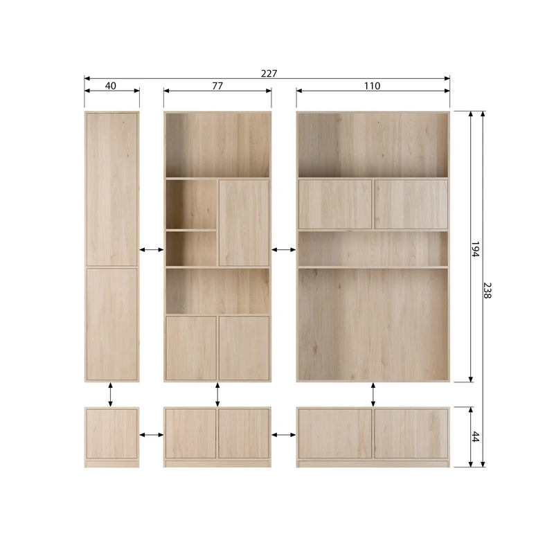 Modulair obenschrank 77 cm eiche naturel matt