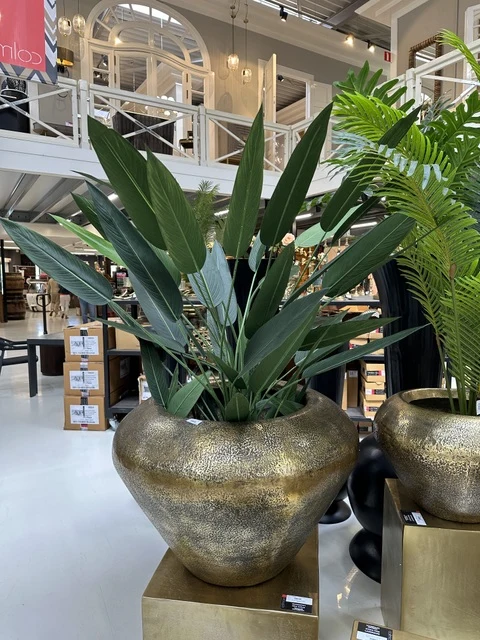 Großer Blumentopf Bronze, XXL Blumentopf Metall Gold matt, Durchmesser 92 cm