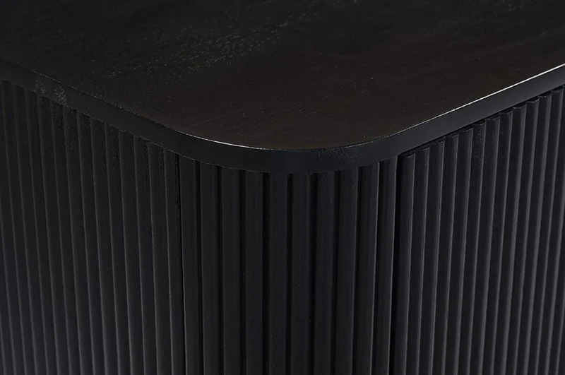 Sideboard schwarz-Gold Massivholz, Anrichte schwarz Holz, Sideboard Holz schwarz, Breite 180 cm