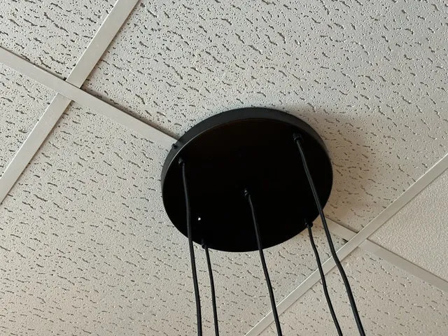 Hängelampe schwarz, Pendelleuchte schwarz, Hängeleuchte 5-Flammig, Höhe 150 cm