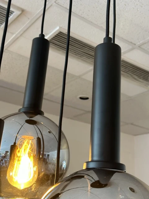 Hängelampe schwarz, Pendelleuchte schwarz, Hängeleuchte 5-Flammig, Höhe 150 cm