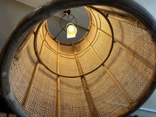 Pendelleuchte Rattan, Lampe Rattan, Hängelampe Rattan, Höhe 60 cm